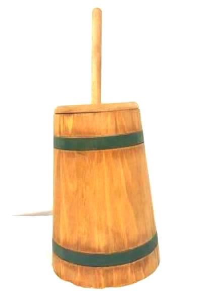 Wood Slat Detailed Decorative Butter Churn Moose Rustic Farm Decor