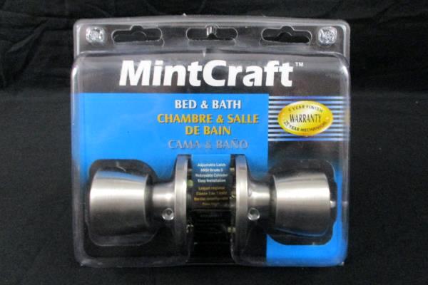 MintCraft Bed & Bath Door Knob Set Stainless Steel Finish Model TS610 NIP
