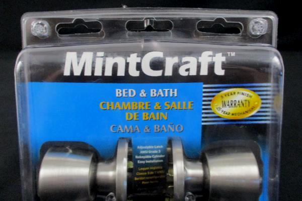 MintCraft Bed & Bath Door Knob Set Stainless Steel Finish Model TS610 NIP