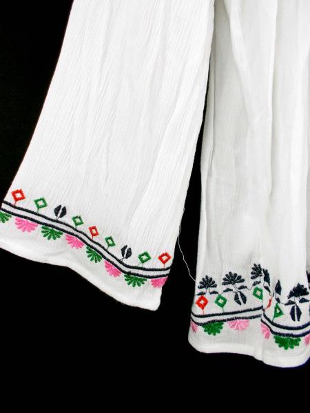 VELZERA Boho Beach Cover Up Embroidered Gauze Jacket White Hippie Festival Sz M