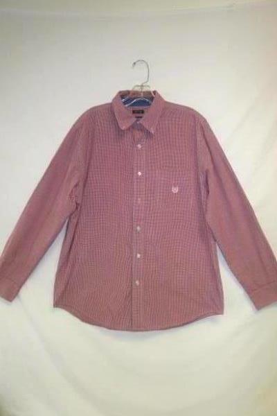 Red White Stripped Long Sleeves Full Button Up Shirt by Chaps Men's Size M