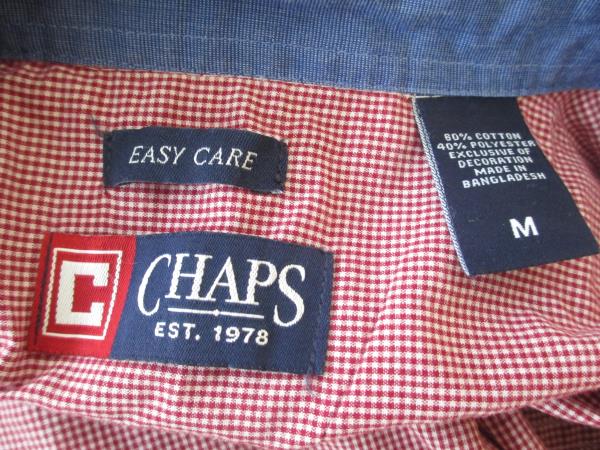 Red White Stripped Long Sleeves Full Button Up Shirt by Chaps Men's Size M