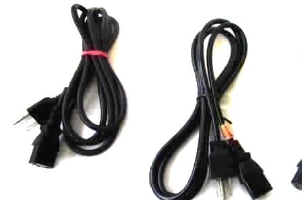 Set Of 2 AC Black Power Cords One Plug to One Connector Range 72"-76"