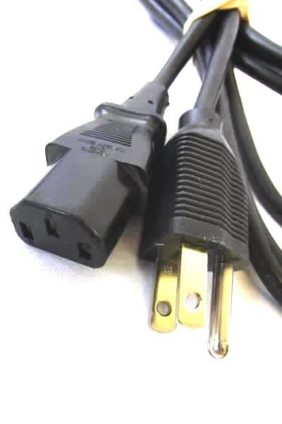 Set Of 2 AC Black Power Cords One Plug to One Connector Range 72"-76"