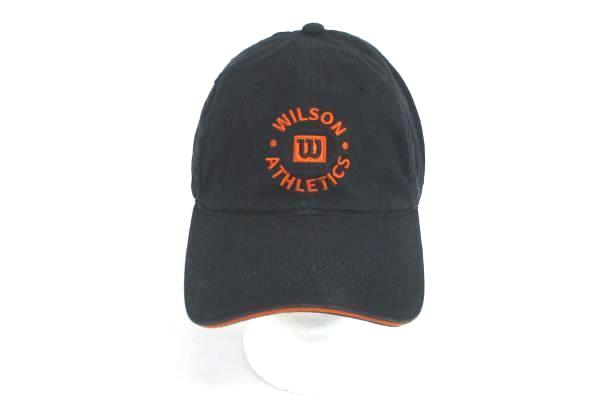 Dark Blue Wilson Logo Athletics Strapback Cap One Size Fits All Adjustable