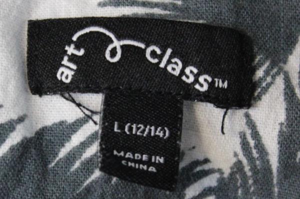 Art Class Junior Boys Quarter Button Up T-Shirt Green White Size Large 12-14