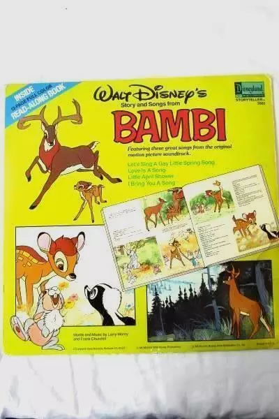 1980 Walt Disney's Story and Songs From Bambi BOOK & RECORD 12" 33RPM LP Vinyl