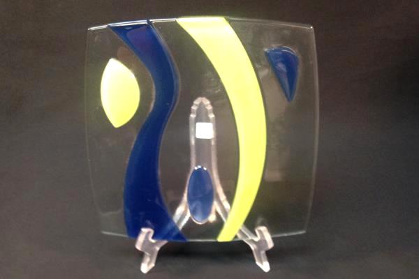 Partylite Candle Holder Contempo Candle Tray P8799 Pillars Blue Green Glass