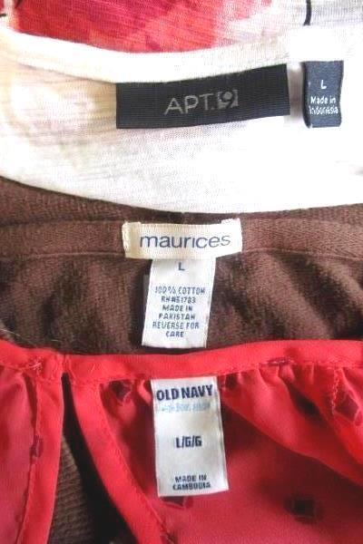 Lot of 3 Women's Shirts Cardigan by Maurices APT.9 Old Navy Multi Color Sz L