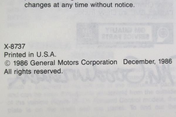 1987 GMC Truck Light Duty Truck Repair Manual