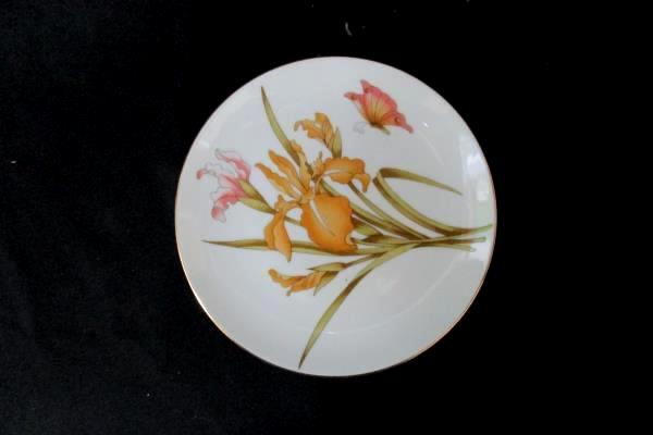 Lot of Three Plates Flower And Butterfly 6.5" Vtg White Ceramic With Gold Trim
