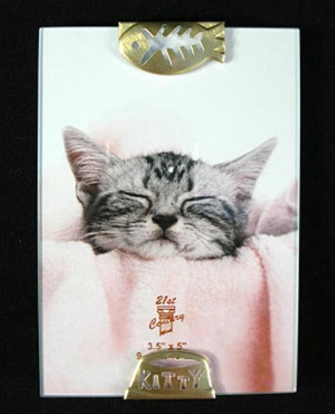 Brushed Goldtone KITTY PHOTO FRAME ~ NEW