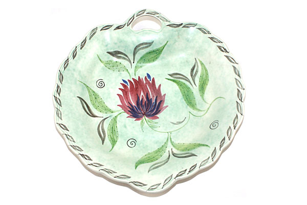 Floral Design Decorative Leaf Shaped Plate - Green - English