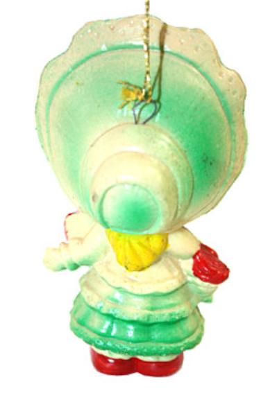 Southern Belle Ornament Green with Flowers Vintage Retro Decor