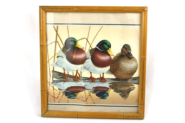 Peter Moustakos MALLARDS Framed Print (Signed) Ducks in Bamboo Frame
