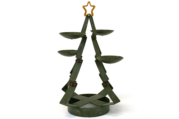 Papel Giftware Green Metal Christmas Tree Votive Candle Holder Kathy Sulewski