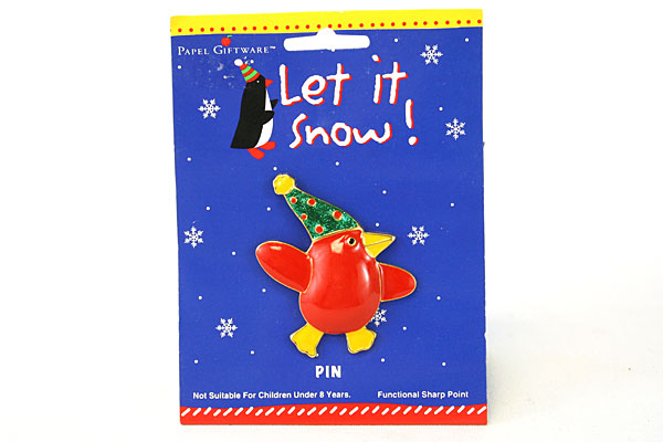 Papel Giftware Let It Snow Red Penguin Pin Brooch
