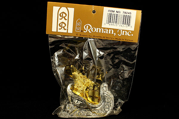 Clear Sleigh with Gold Tree and Presents - Roman Inc Ornament