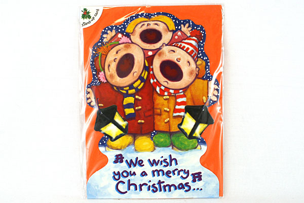 Handmade in England Christmas Carolers Stand-Up Cards Blank Inside