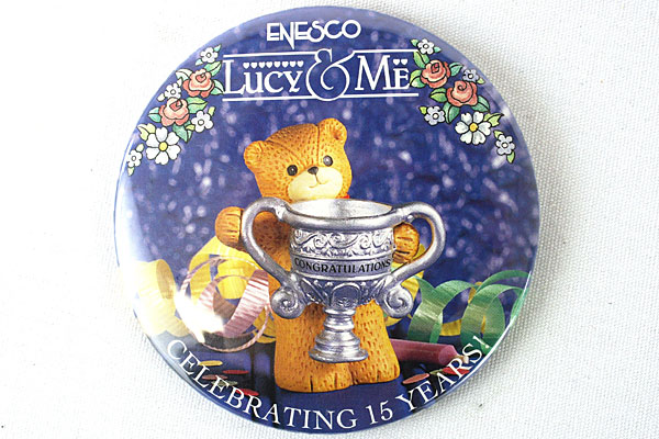 Lot of Lucy & Me Enesco Tags and Celebrating 15 Years Enesco Buttons