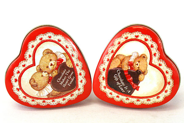 Enesco Red Heart Tin Box Set - Chocolate Is Gift of Love/Makes Heart Grow Fonder