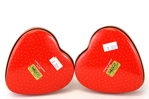 Enesco Red Heart Tin Box Set - Chocolate Is Gift of Love/Makes Heart Grow Fonder