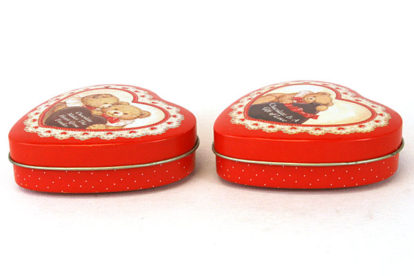 Enesco Red Heart Tin Box Set - Chocolate Is Gift of Love/Makes Heart Grow Fonder