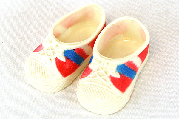 1980 M.&S. Stillman Inc.Plastic Red, White And Blue Doll Tennis Shoes