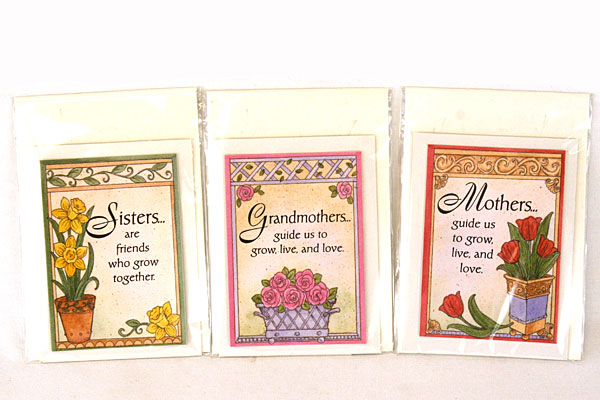Lot of Mother / Grandmother / Sister MAGNETS with Floral and Mini Seed Cards