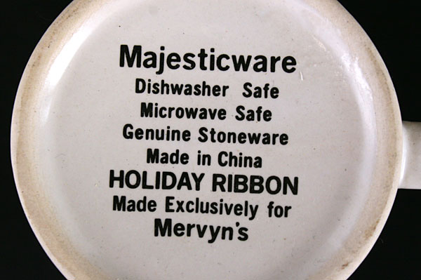 Mervyn's Majesticware Holiday Ribbon Stoneware Mug