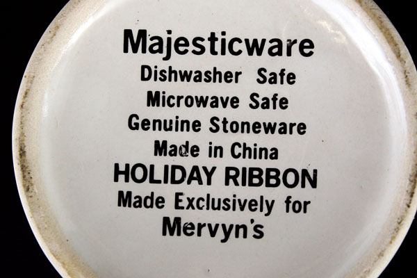 Mervyn's Majesticware Holiday Ribbon Stoneware Mug (As-Is)