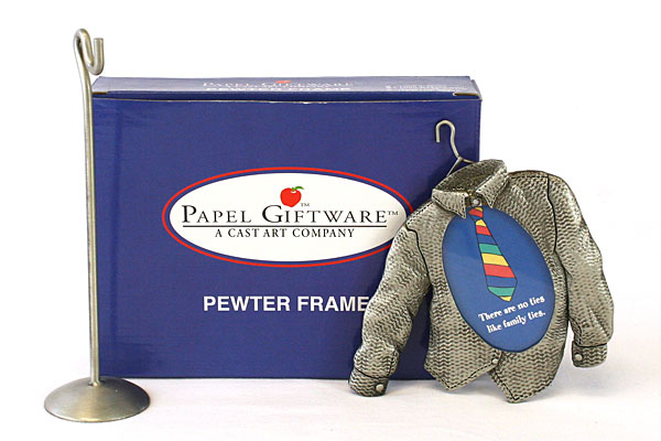 Papel Giftware Special Ties Single Button Long Sleeved Pewter Frame With Holder