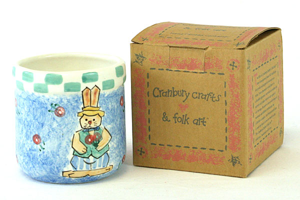 Handpainted Ceramic Bunny Container Cranbury Crafts and Folk Art Papel Giftware