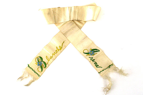 Ribbon Blanche Irene Name Embroidered Memorial Sash Neck Band