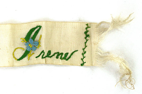 Ribbon Blanche Irene Name Embroidered Memorial Sash Neck Band