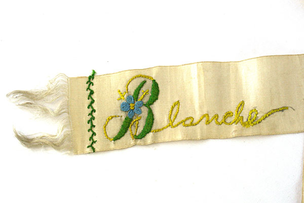 Ribbon Blanche Irene Name Embroidered Memorial Sash Neck Band
