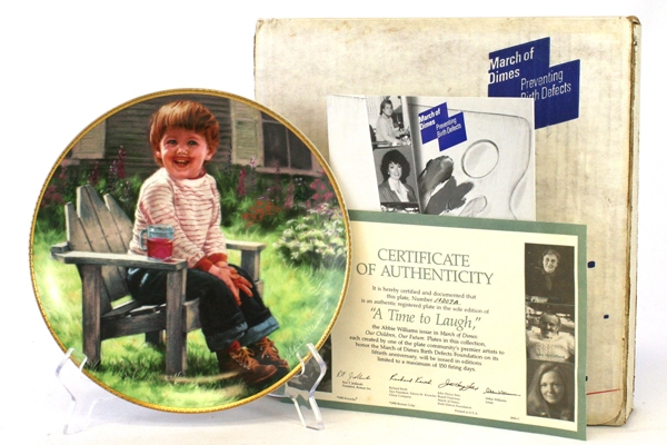 1990 Abbie Will Plate March of Dimes A Time to Laugh Porcelain Plate w/ COA