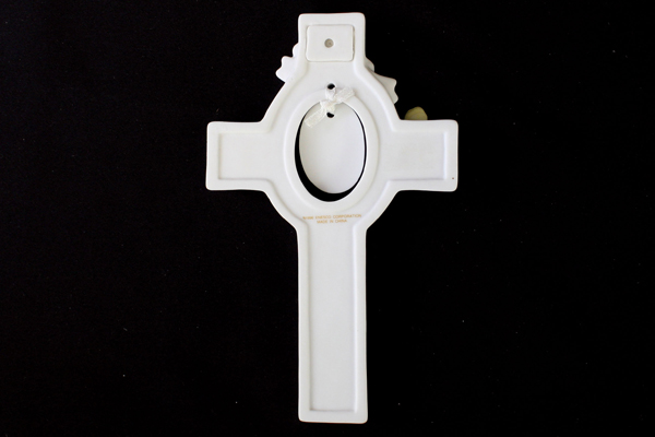Ceramic In His Light Confimation Cross With Yellow Butterfly