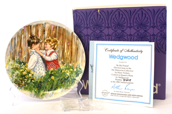 BE MY FRIEND Mary Vickers Plate Wedgewood Queen's Ware My Memories Series
