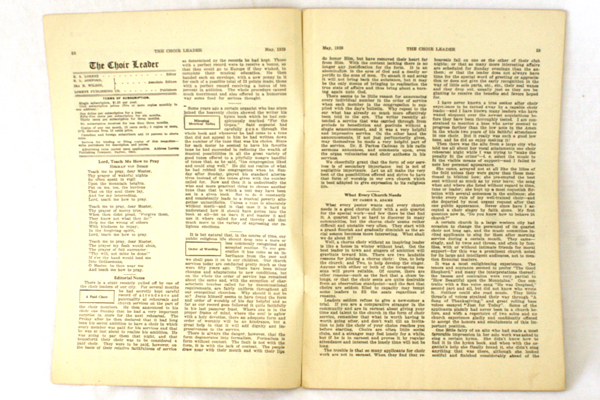 May 1929 Choir Leader Monthly Magazine E. S. Lorenz