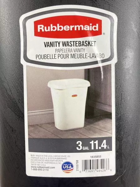 Rubbermaid 3 Gallon Black Vanity Wastebasket Trash Can Recycling Bin