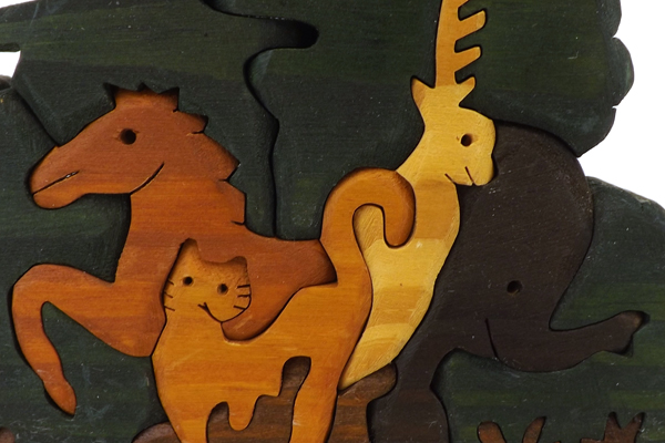 Nine Piece Carved Wood Animal Puzzle