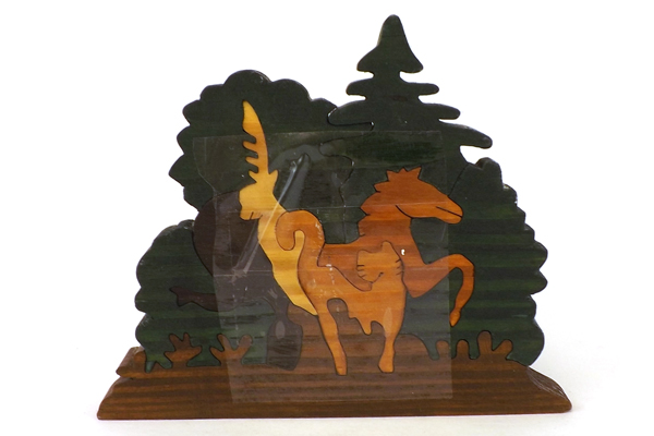 Nine Piece Carved Wood Animal Puzzle