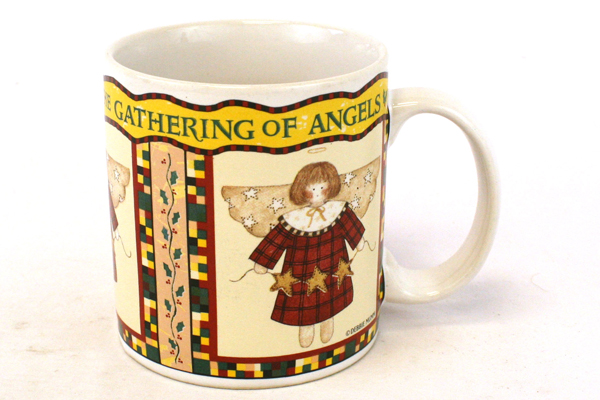 Debbie Mumm Sakura Gathering of Angels Mug 1997 Angel w/ Stars & Red Dress