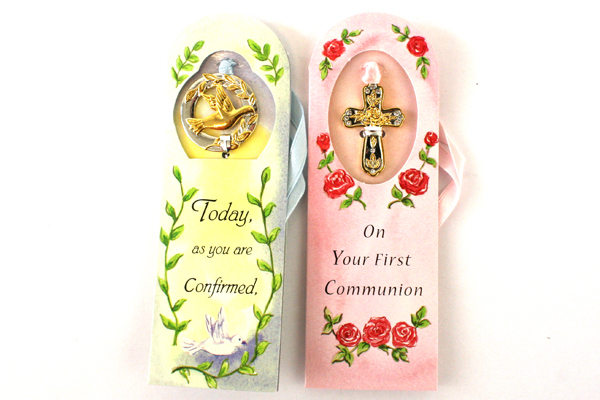 2 - Spiritual Two Tone Bookmarks Confirmation and Communion Dove and Cross