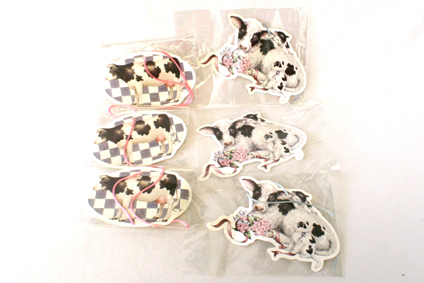 Lot of 6: Assorted Heartprint Cow Gift Tags