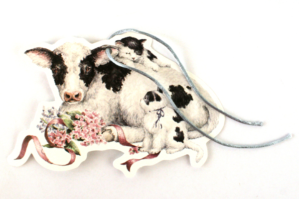 Lot of 6: Assorted Heartprint Cow Gift Tags