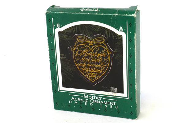 Hallmark Keepsake Acrylic Ornament MOTHER Puts Love Inside Christmas 1988 In Box