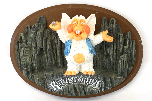 Lot Of Two Krystonia Plaques Poffles And A Dragon And Wizard