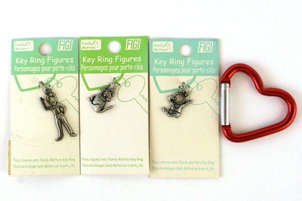 Lot of 4: Figi Family Matters Pewter Key Ring Figures With Carabiner Key Ring